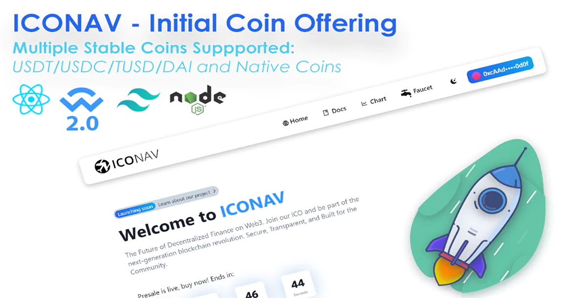 Initial Coin Offer (ICO) Web3 - ICONAV DApp & Solidity Contract